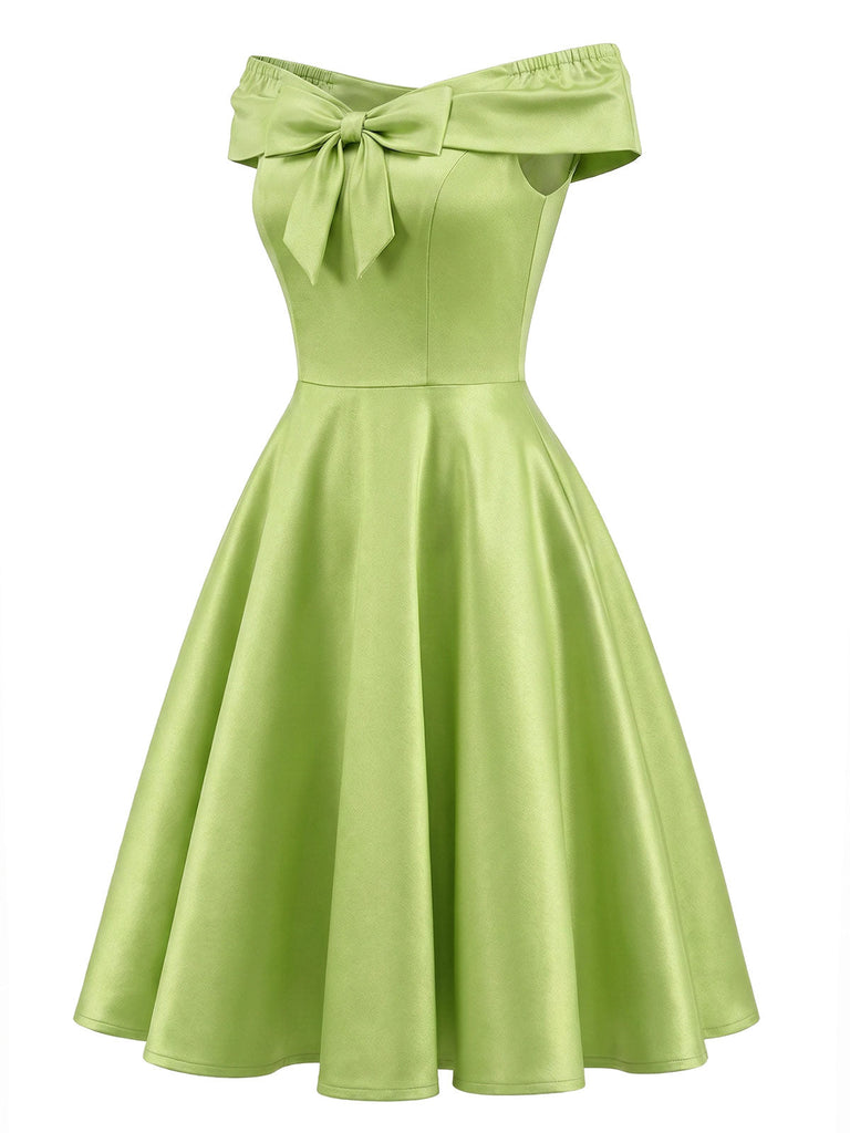 50er schulterfreies Kleid mit Schleife und Schmetterling