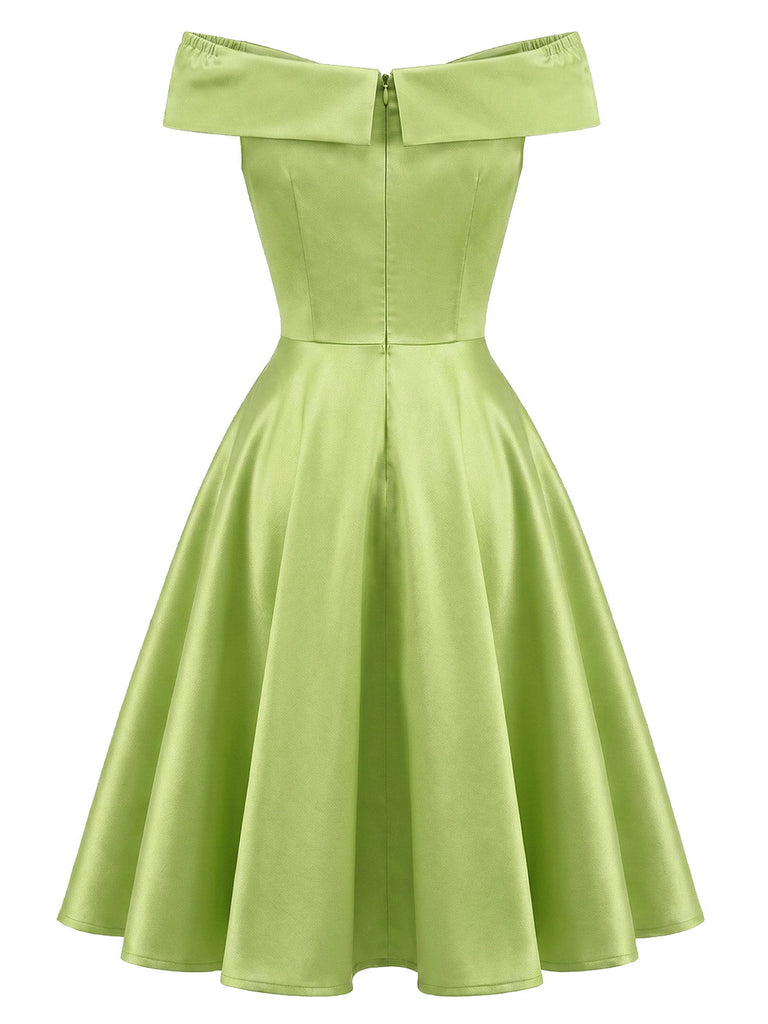 50er schulterfreies Kleid mit Schleife und Schmetterling