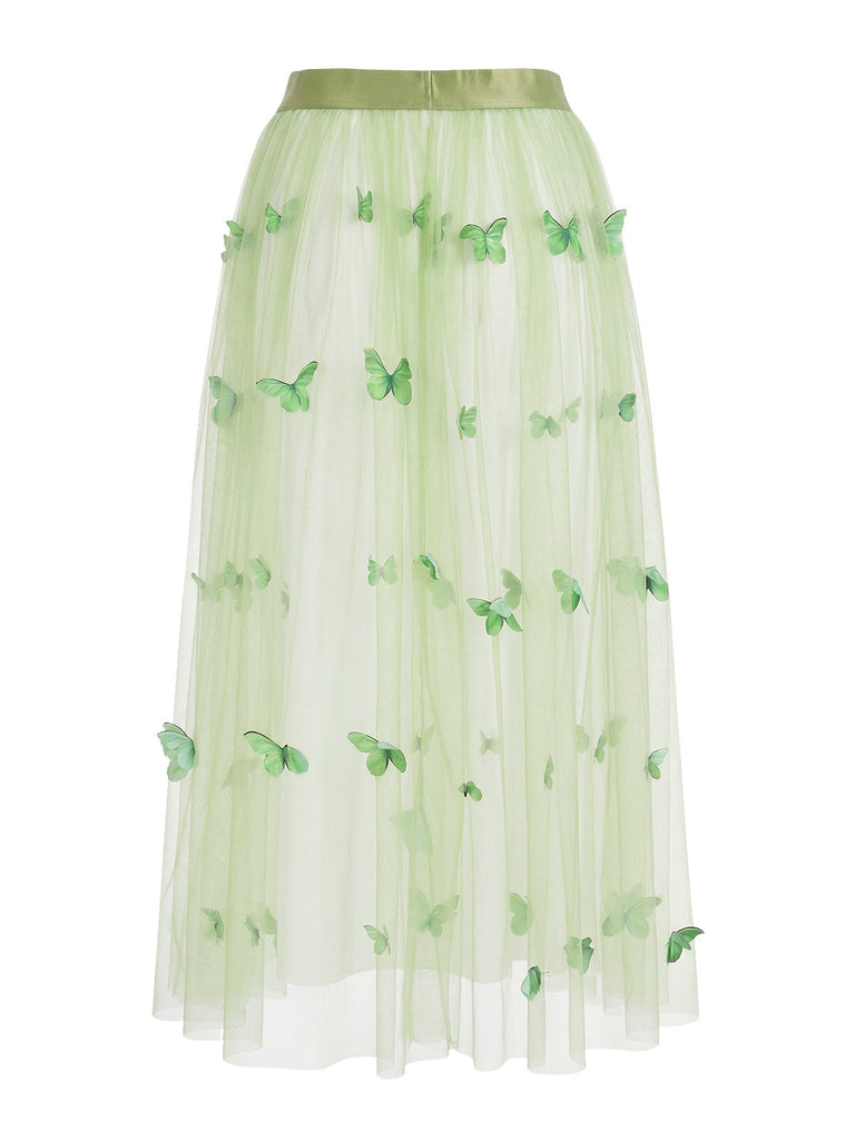 50er schulterfreies Kleid mit Schleife und Schmetterling