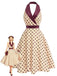 [Vorverkauf] Apricot 50er Neckholderkleid mit Polka-Dots und Schalkragen