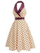 [Vorverkauf] Apricot 50er Neckholderkleid mit Polka-Dots und Schalkragen