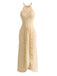 60er Kleid mit Neckholder und Häkelarbeit