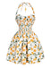 Weißes 50er Minikleid mit Neckholder und Blumen
