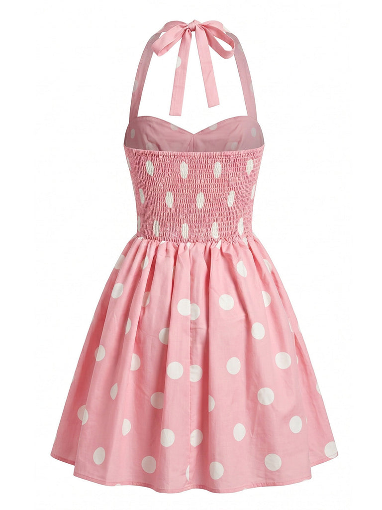 Weißes 50er Minikleid mit Neckholder und Blumen