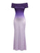 Lila 30er schulterfreies Maxikleid mit Ombre-Effekt und offenem Rücken