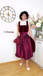 Weinrotes 50er Oktoberfest-Dirndl-Set mit Samtkleid und Spitzentop