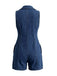 Marineblauer 70er Jeans-Romper mit Knopf