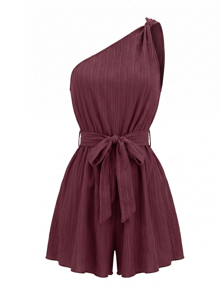 50er Romper mit One-Shoulder und Struktur