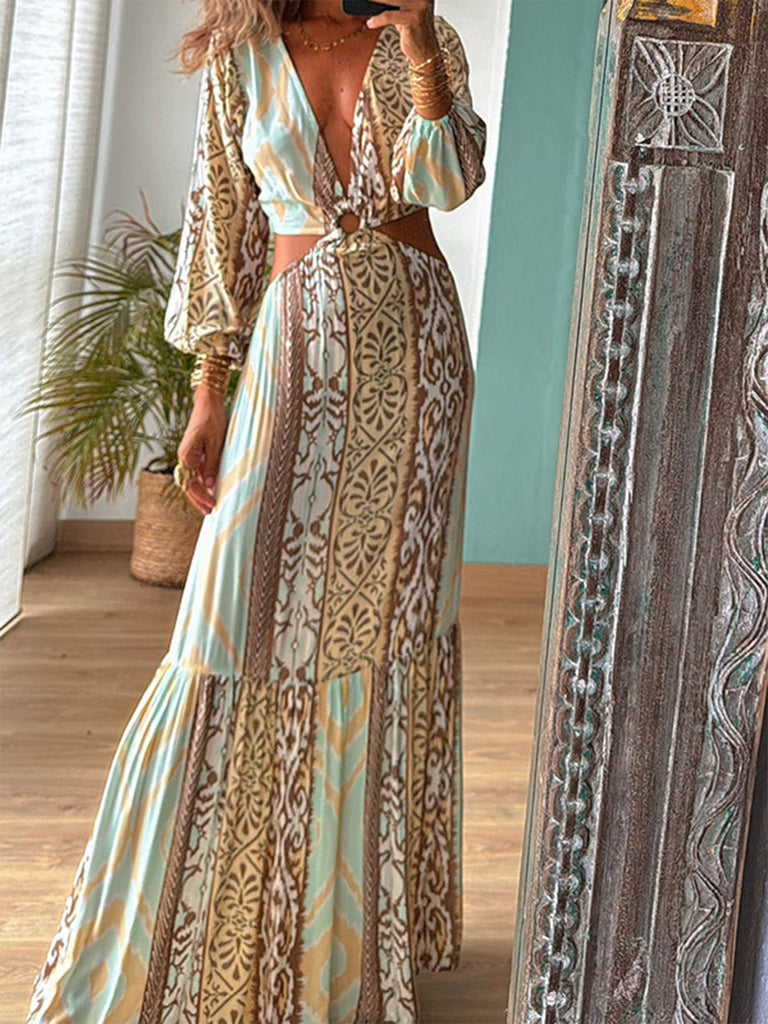Ice Green 1970s V Neck Dress 4