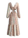 70er Boho Maxikleid mit V-Ausschnitt und Cut-out