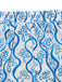 Blaues 50er 2PCS Top & kurze Hose mit abstraktem Print