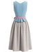 Rosa & Blaues 50er Top mit Eckiger Ausschnitt