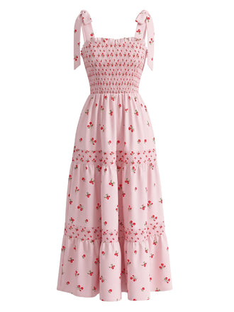 Rosa 40er Maxikleid mit Ditsy-Blumen