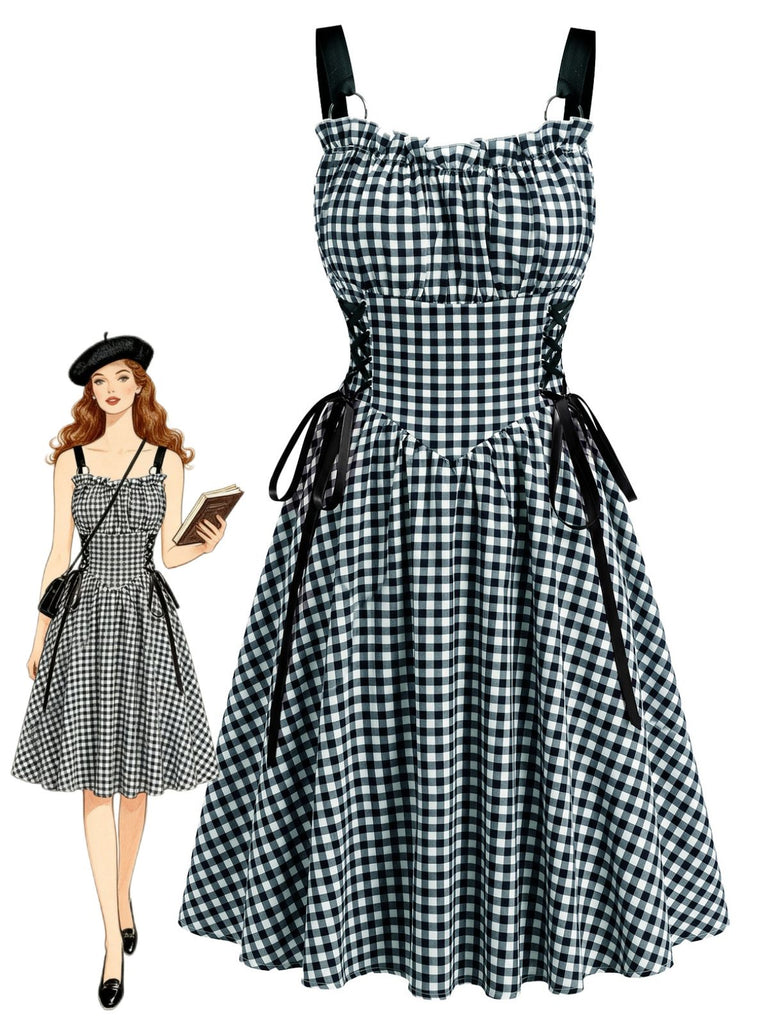 50er Kleid mit Hohe Taille und Schnürung