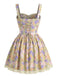 Gelbes 50er Minikleid mit Blumen und Patchwork