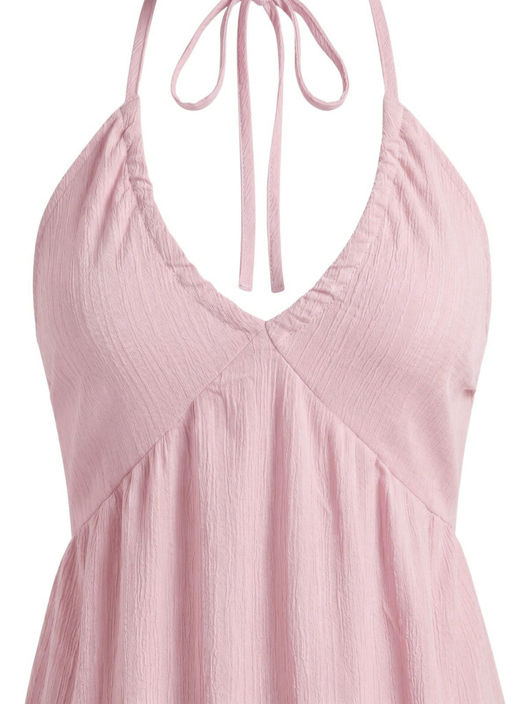 30er Maxikleid mit Neckholder und V-Ausschnitt