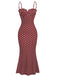[Vorverkauf] Rotes 30er Fischschwanzkleid mit Spaghettiträger und Polka-Dots