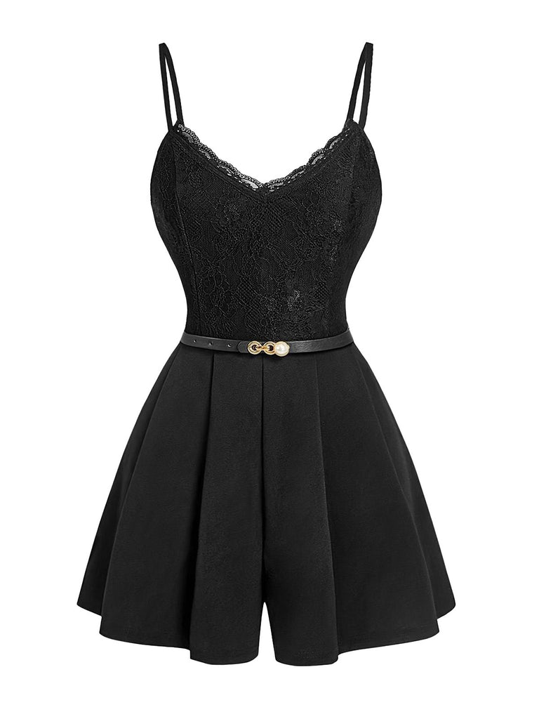 60er Romper mit Spitze und Spaghettiträgern