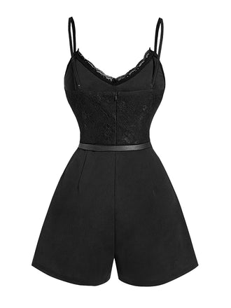 60er Romper mit Spitze und Spaghettiträgern