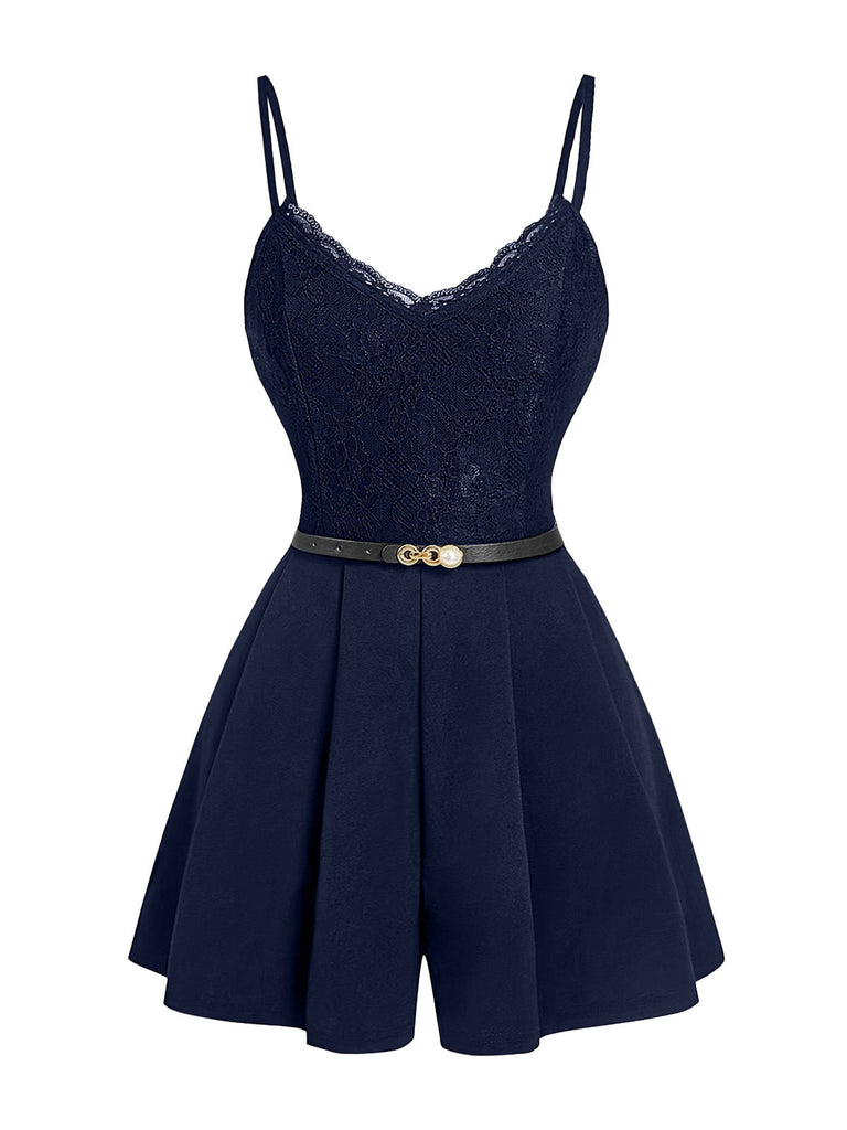 60er Romper mit Spitze und Spaghettiträgern