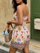 70er Boho Romper mit Schmetterlings-Print und Smok