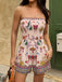 70er Boho Romper mit Schmetterlings-Print und Smok