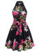 50er Shirtkleid mit Blumen-Print und Neckholder