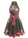 50er Shirtkleid mit Blumen-Print und Neckholder