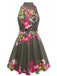50er Shirtkleid mit Blumen-Print und Neckholder