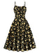 40er Ärmelloses Swingkleid mit Spaghettiträger und Blumen
