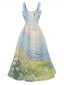 [Vorverkauf] 50er Trägerkleid mit Monet-Blumenlandschaft und Schleife