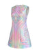 Schillerndes Silber 60er A-Linien-Minikleid
