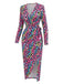 80er Wickelkleid mit Neon-Leopardenprint und Strick