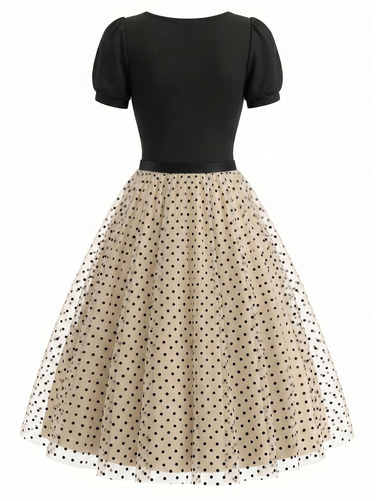 50er Body mit Puffärmel und Polka-Dots