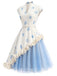 50er Netzkleid mit 3D-Rosen und Polka-Dots