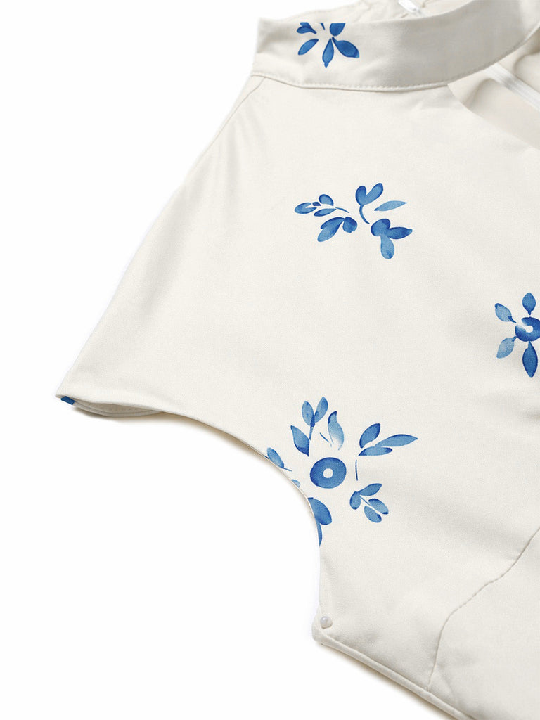 50er Netzkleid mit 3D-Rosen und Polka-Dots