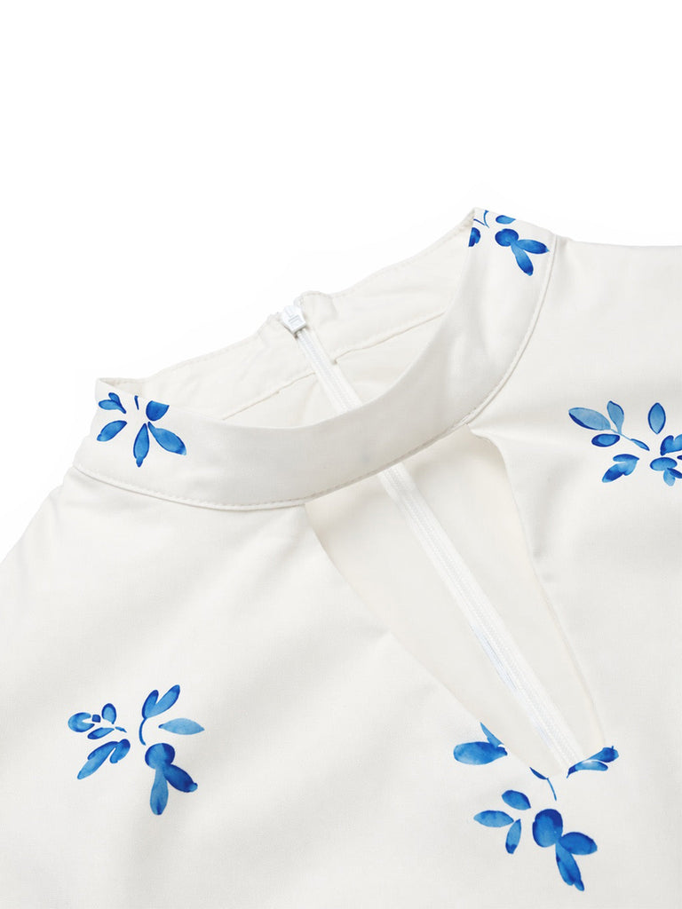 50er Netzkleid mit 3D-Rosen und Polka-Dots