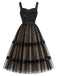 50er Kleid mit Satin-Patchwork und Tüll