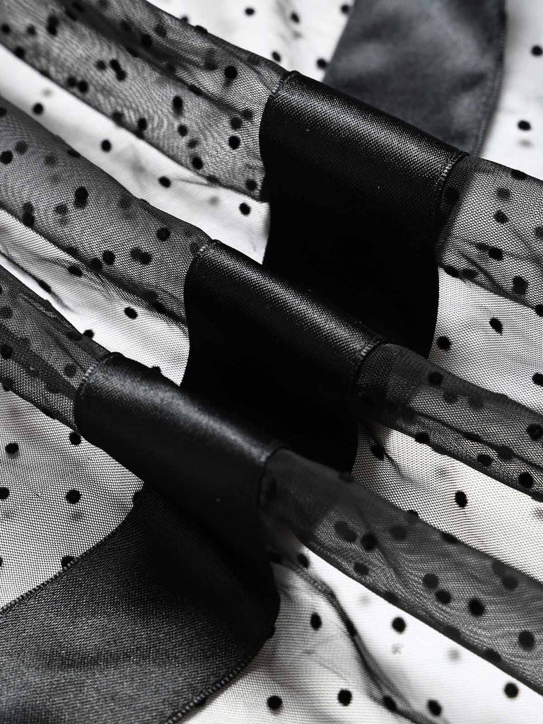 50er Kleid mit Satin-Patchwork und Tüll