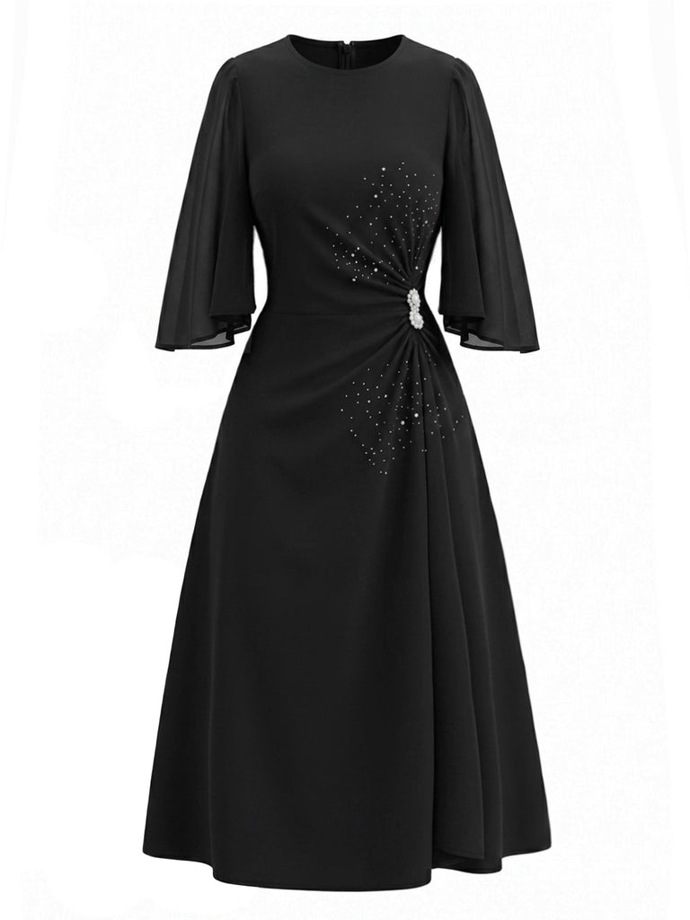 Schwarzes 40er Kleid mit Strass