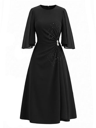 Schwarzes 40er Kleid mit Strass