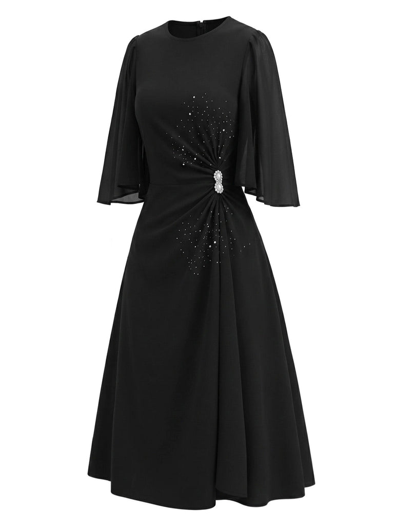 Schwarzes 40er Kleid mit Strass