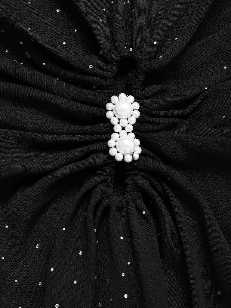 Schwarzes 40er Kleid mit Strass