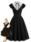 [Vorverkauf] Schwarzes 50er Kleid mit Polka-Dot-Rüschenkragen