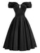 Schwarzes 50er schulterfreies Kleid mit Herzausschnitt