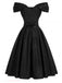 Schwarzes 50er schulterfreies Kleid mit Herzausschnitt