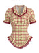 [Pre-Sale] Champagne 1940s Plaid Lace V Neck Two Piece Set 5