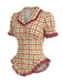 [Pre-Sale] Champagne 1940s Plaid Lace V Neck Two Piece Set 6