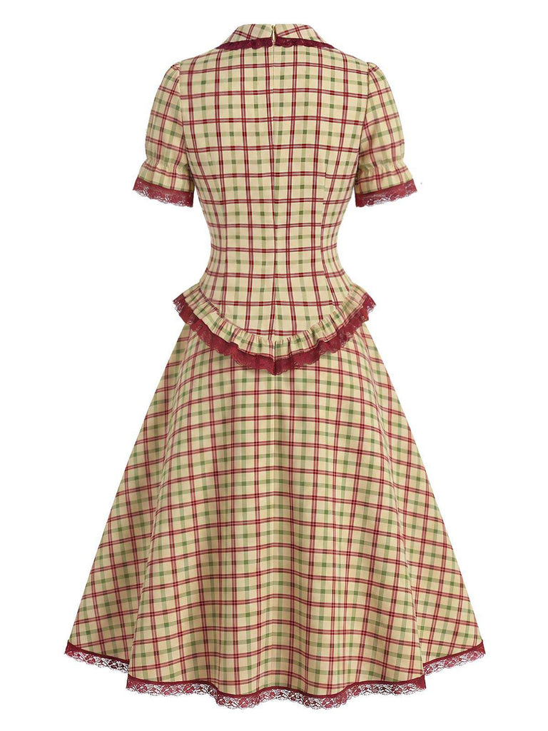 40er Bluse mit Rüschen und Karo