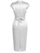 Graues 60er Satin-Bleistiftkleid mit Strass